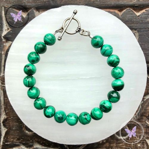 Malachite Bracelet with Silver Toggle Clasp